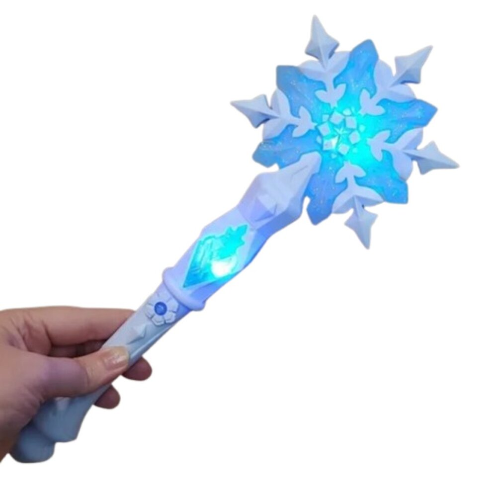 NEW Light Up Snow Flake Magic Wand - Changes Colors & Makes Sounds - Light Blue